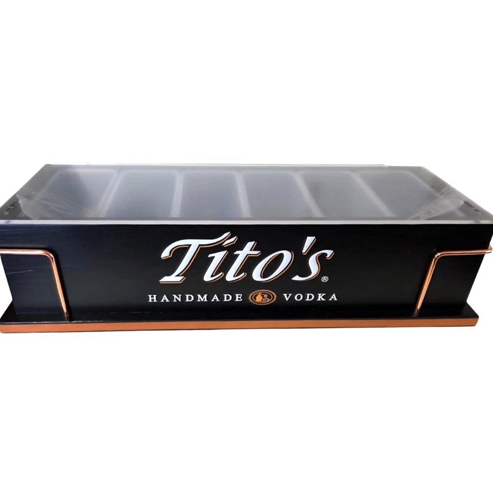 Tito's Vodka Bar Condiment Caddy Garnish Station Fruit Tray 6 Compartments NIB!